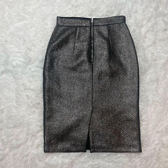 Banana Republic Pencil Skirt Metallic Tweed Size 0 Black Career Office - Picture 6 of 8